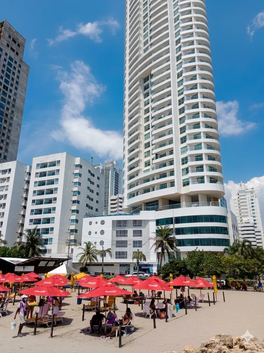 Vista desde la playa del edificio Palmetto elitic Cartagena