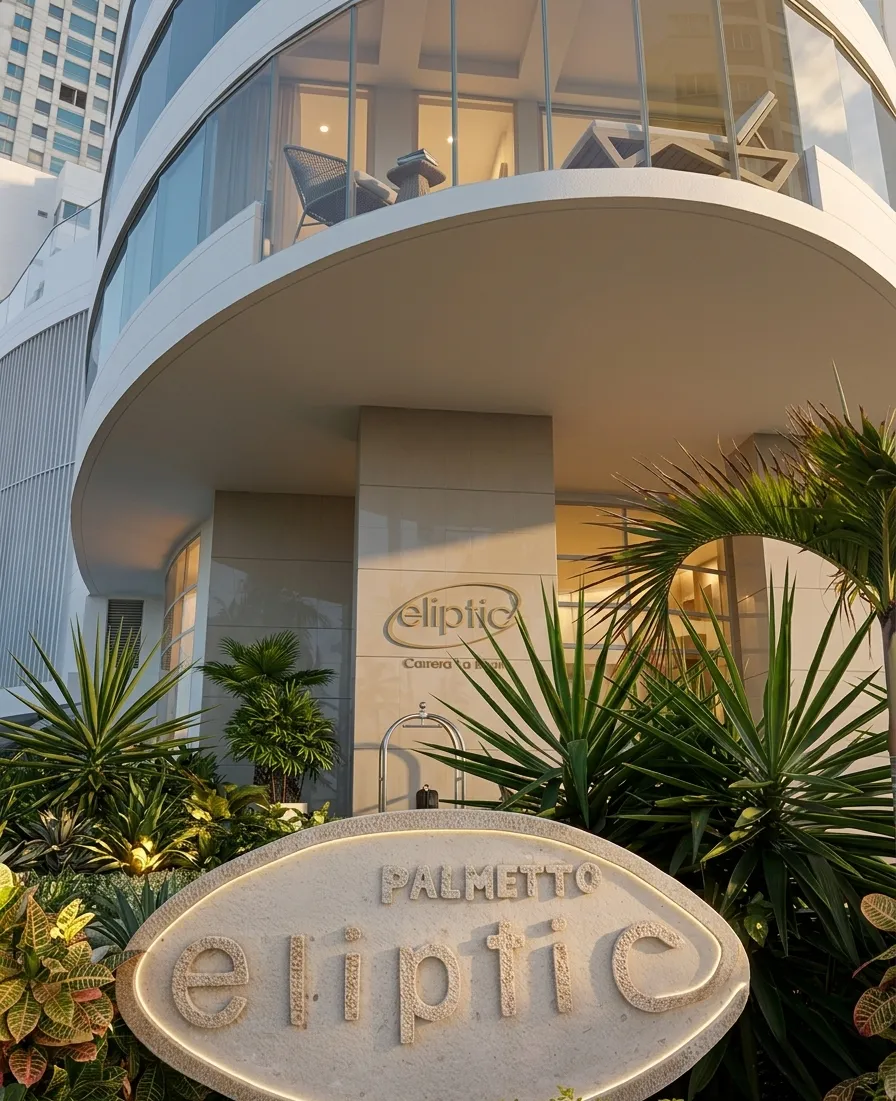 Jardinera con lujo de piedra Edificio Palmetto eliptic