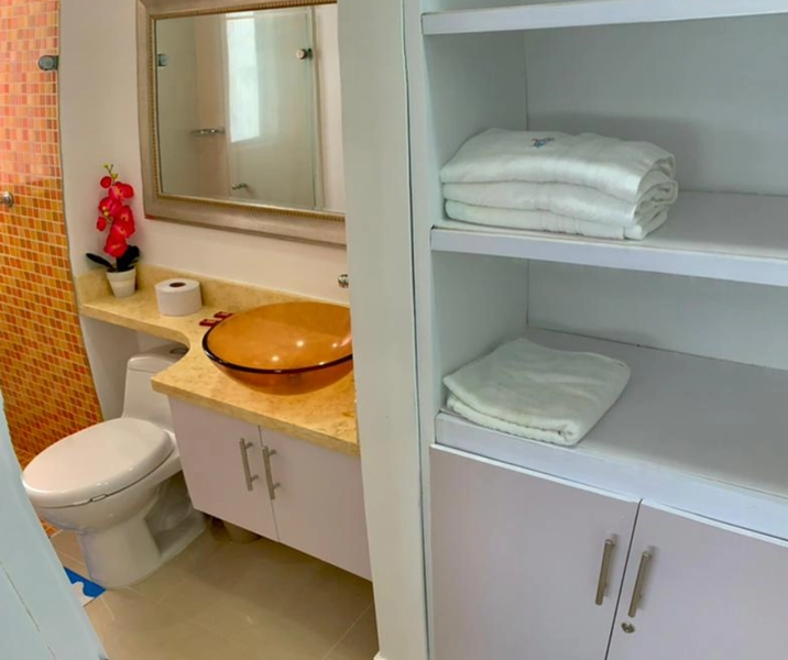 BAño de la alcoba princi9pal del apartamento 1104 Edificio Palmetto Cartagena