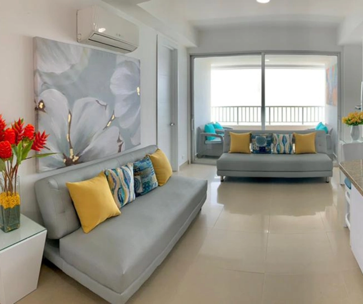 SAla vista desde el interior al balcon del apartamento 1104 Edificio Palmetto Cartagena