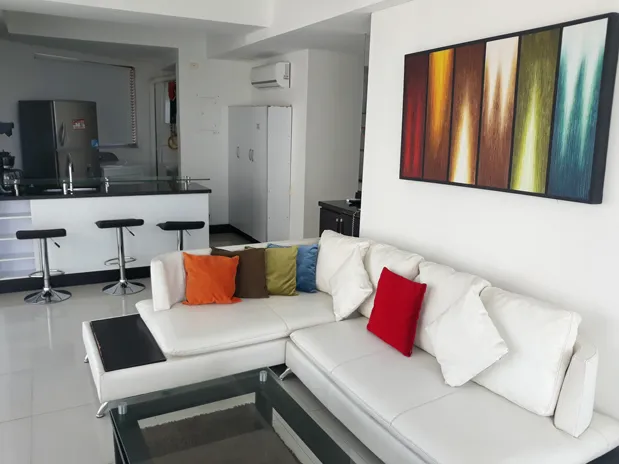 Sala del apartamento 1205 del edificio Palmeto eliptic.