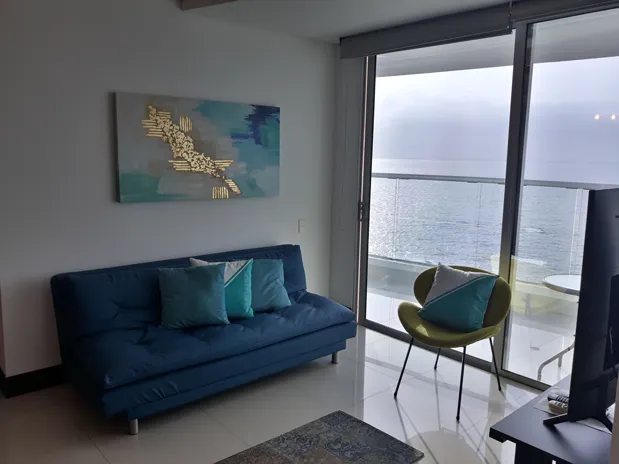 Sofacama doble de apoyo sala Del apartamento 1402 edificio Palmetto elíptic.