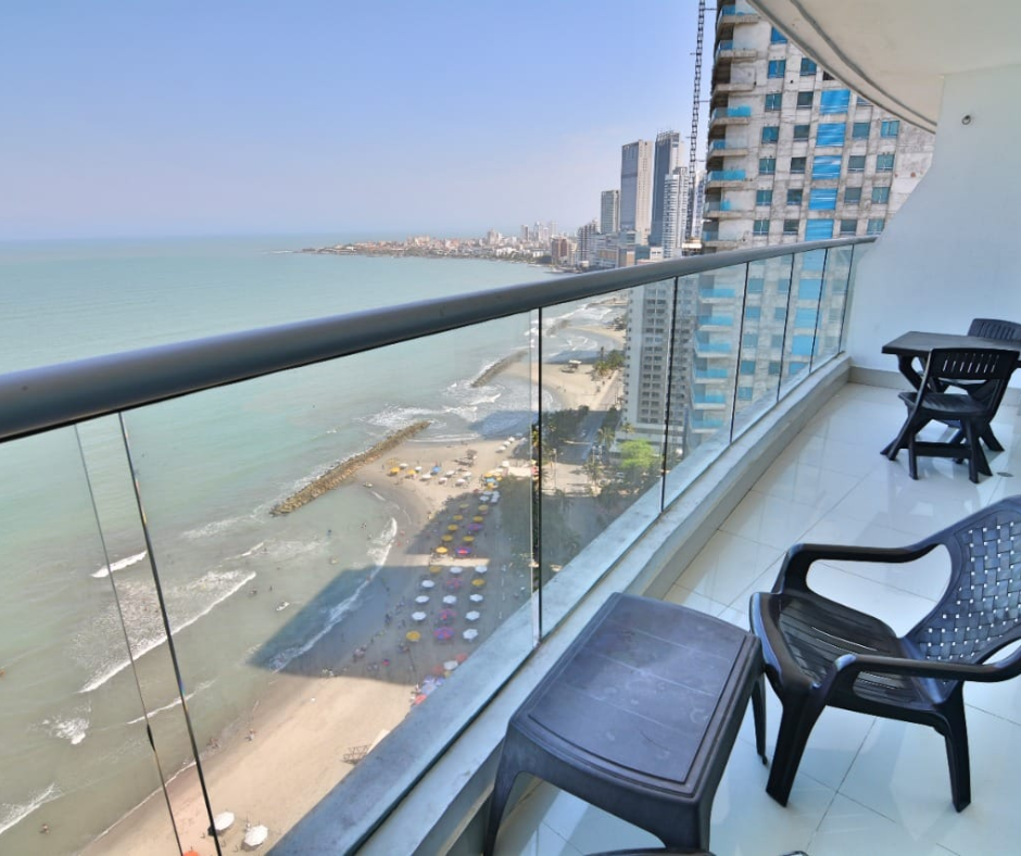 Apartamento Vacacional Una Alcoba 2502 Edificio Palmetto Eliptic Bocagrande Cartagena - Balcon frente al mar (1)