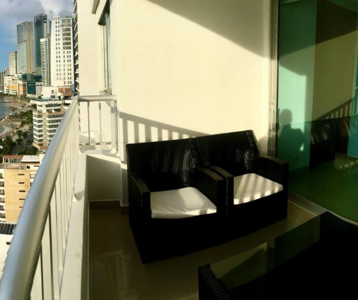 Balcón del apartamento vacacional 2001 Edificio Palmetto Cartagena donde disfrutará de las mejores vacaciones en Bocagrande
