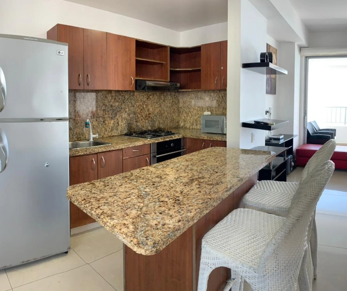 Cocina del apartamento vacacional 2001 Edificio Palmetto Cartagena donde disfrutará de las mejores vacaciones en Bocagrande