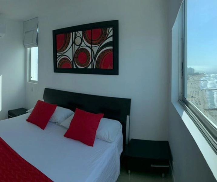 Vista Posterior de la habitación del apartamento 2504 para sus estadías en Palmetto Cartagena