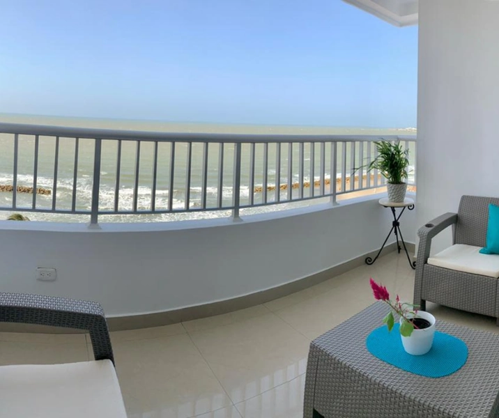 Vista del mar desde el Baclón del apartamento vacacional 604 Edificio Renta vacacional en Cartagena, Edificio Palmetto Cartagena