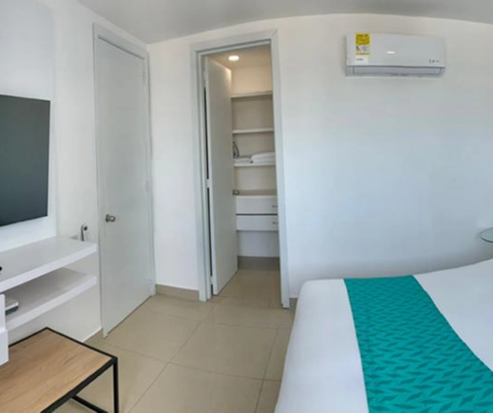 Vista de la alcoba princila del apartamento vacacional 604 Edificio Renta vacacional en Cartagena, Edificio Palmetto Cartagena