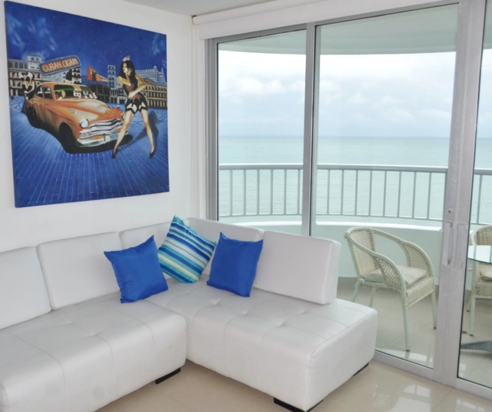 Sala del apartamento 803 del alquiler de apartamentos Palmetto Cartagena frente al mar