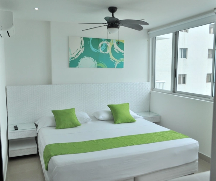 Habitación Principal del alquiler de apartamentos Palmetto Cartagena frente al mar