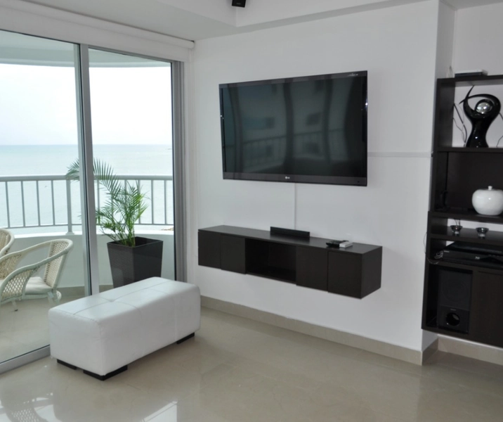 Sala Balcón del alquiler de apartamentos Palmetto Cartagena frente al mar