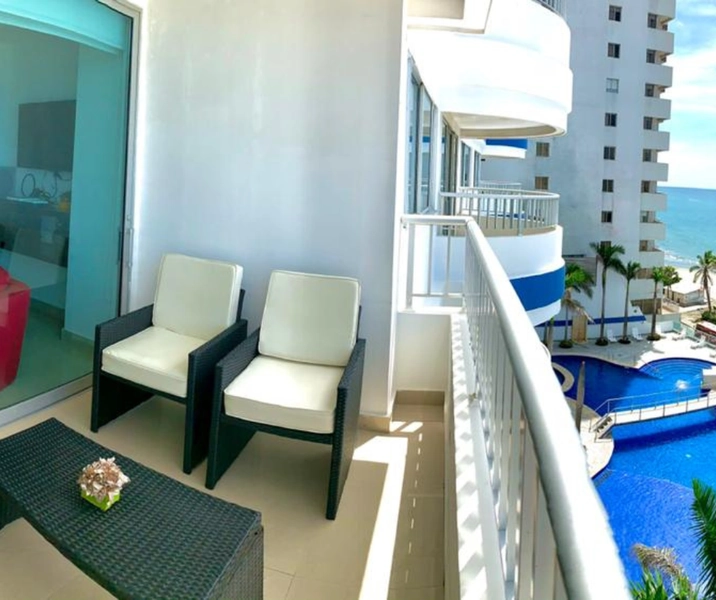 Vista del Balcón del del alojamiento frente al mar. Apartamento 601 Edificio Palmetto Cartagena