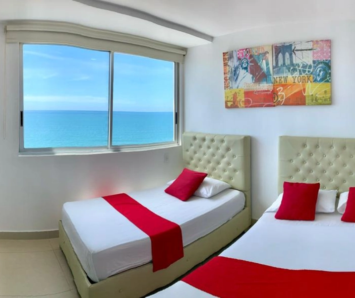 Alcoba Auxiliar del del alojamiento frente al mar. Apartamento 601 Edificio Palmetto Cartagena