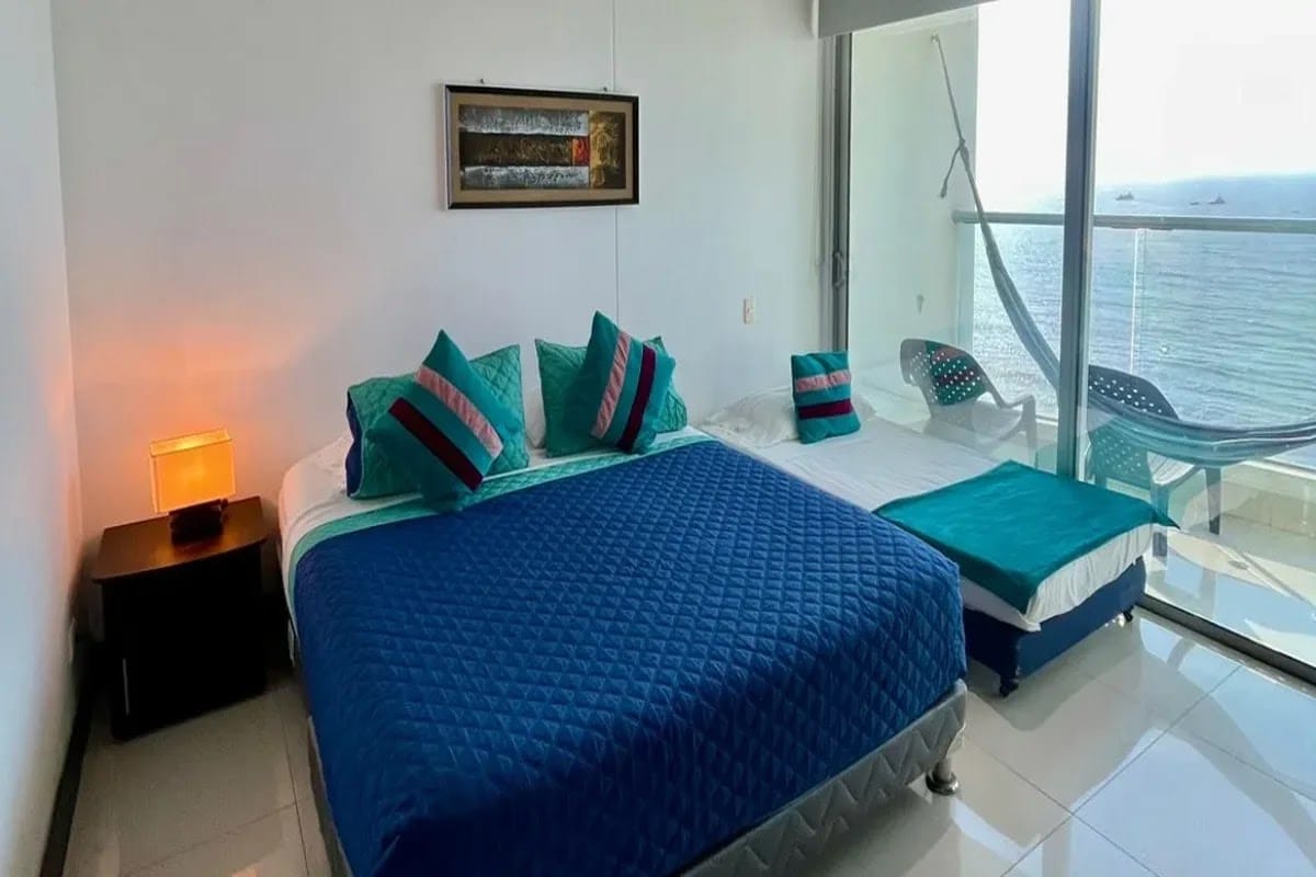 Alcoba principal en el apartamento aesthetic en cartagena, 1602 edificio Palmetto Beach